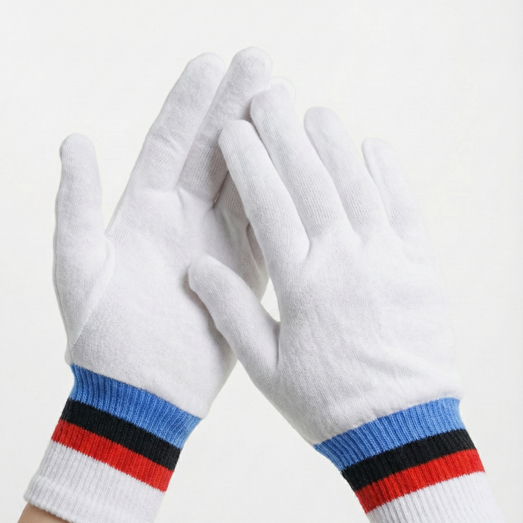 NCC white hand gloves for boys and girls cadets – parade and ceremonial uniform gloves, plain clean white finish for official NCC marching and dress uniforms