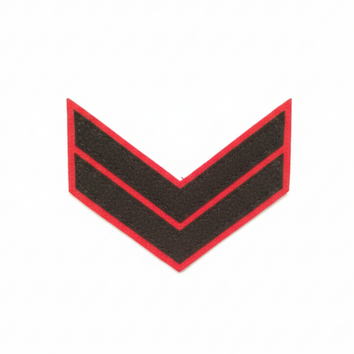 NCC Army Wing CPL rank chevron badge – double stripe black and red felt insignia