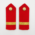 NCC Army Wing JUO shoulder rank epaulette pad red velvet with golden zari stripe and NCC metal button – slip-on curved cadet rank slider