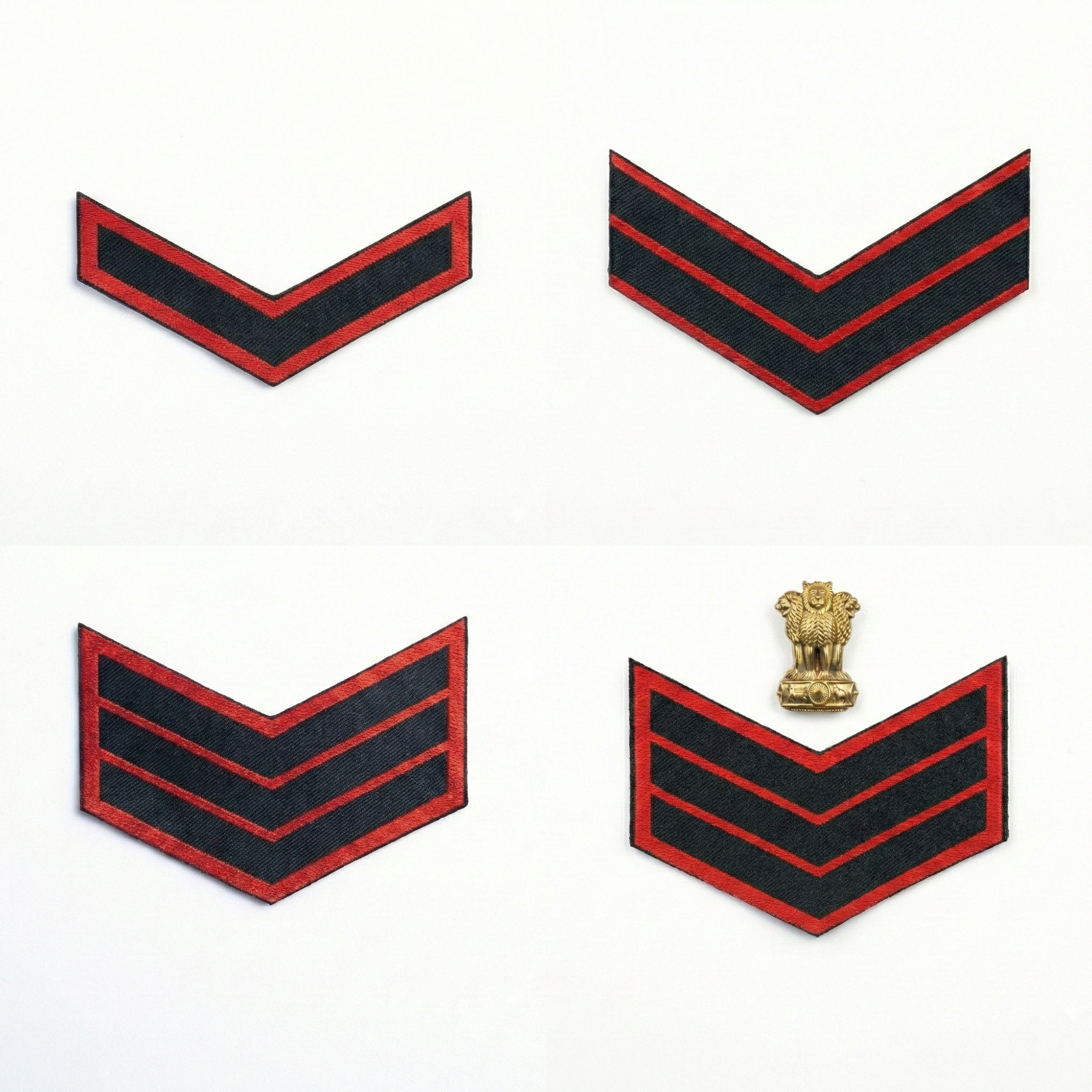 NCC rank badges lance corporal sergeant CQMS single double triple red black chevron stripes uniform patches set ncc online store