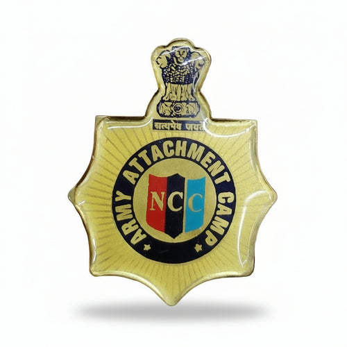 NCC AAC Camp Badge – Army Attachment Camp Seven-Corner metal badge with NCC emblem and Ashoka symbol