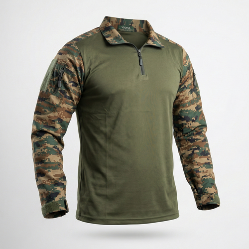 Army green full sleeve tactical T-shirt front view ncc online store