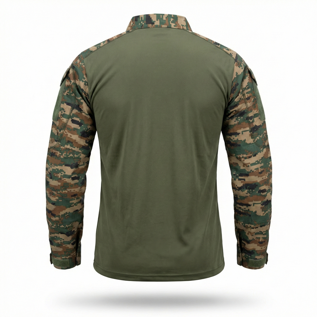 Army green camouflage sleeve military T-shirt back view ncc online store