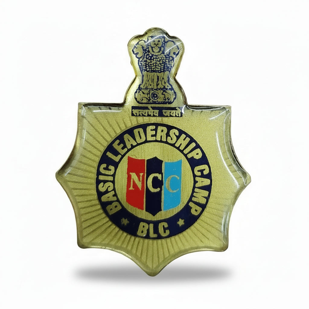 NCC BLC Camp Badge – Basic Leadership Camp Seven-Corner metal badge with NCC emblem and Ashoka symbol