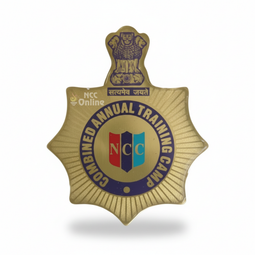 NCC CATC Camp Badge – Combined Annual Training Camp Seven-Corner metal badge with NCC emblem and Ashoka symbol for Army, Navy, Air Wing cadets