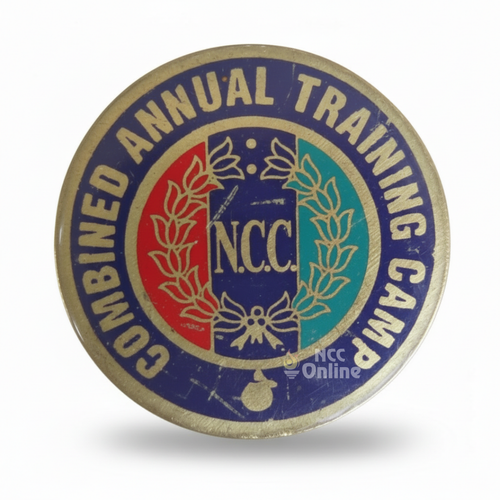 NCC CATC Round Badge with tri-colour shield and Combined Annual Training Camp design