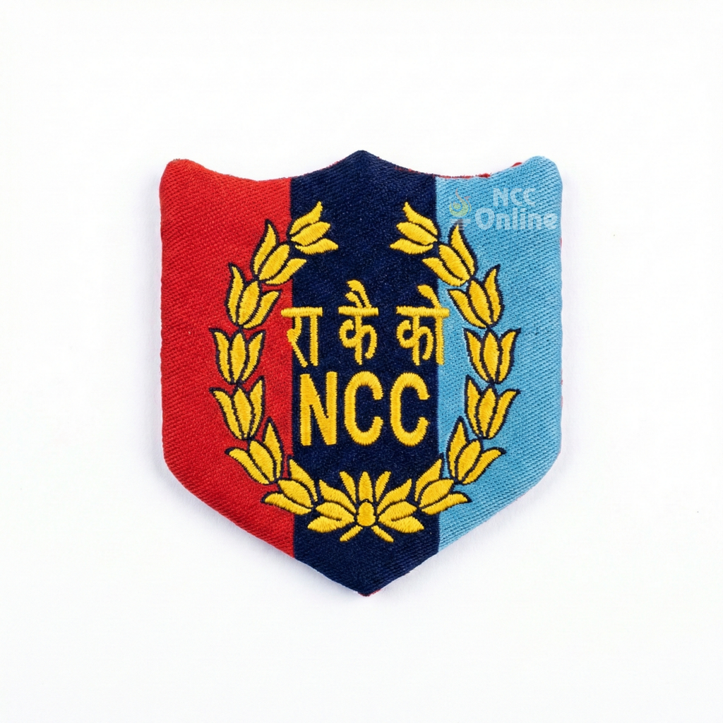 NCC sleeve sign badge with tricolour embroidery and NCC emblem on fabric patch ncc online store