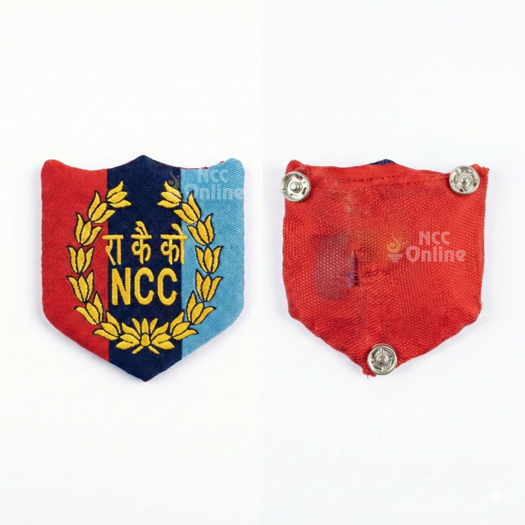 NCC sleeve sign badge back view showing metal snap button fastening ncc online store