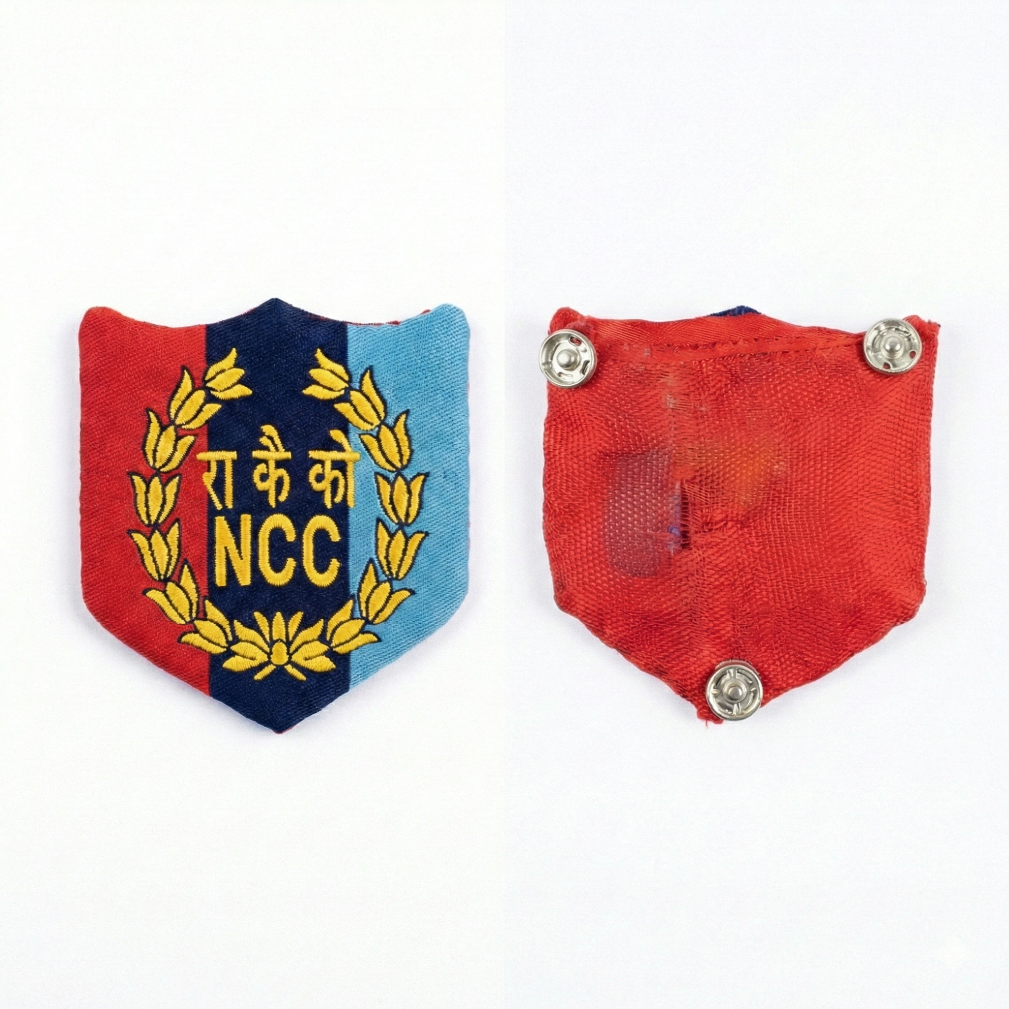 NCC sleeve sign badge back view showing metal snap button fastening ncc online store