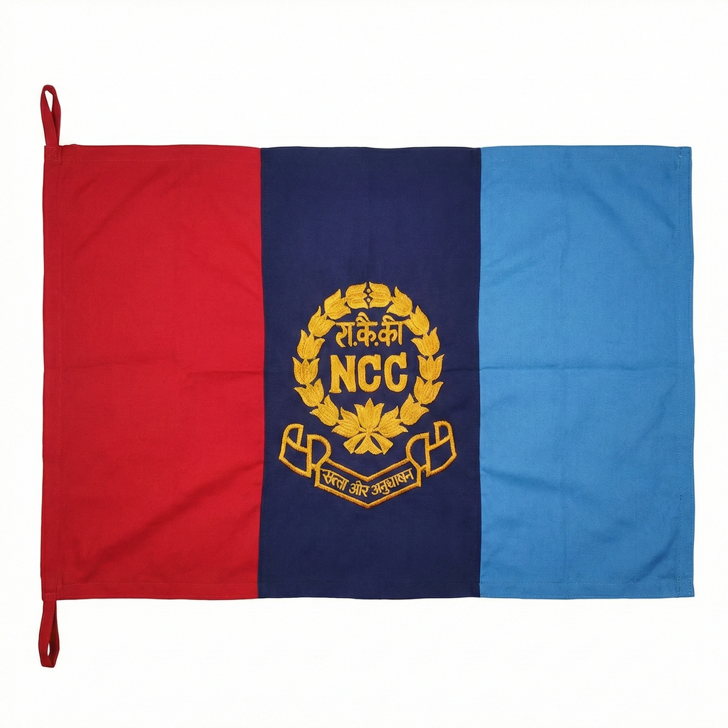 NCC embroidered flag with gold crest red navy blue light blue ncc online store