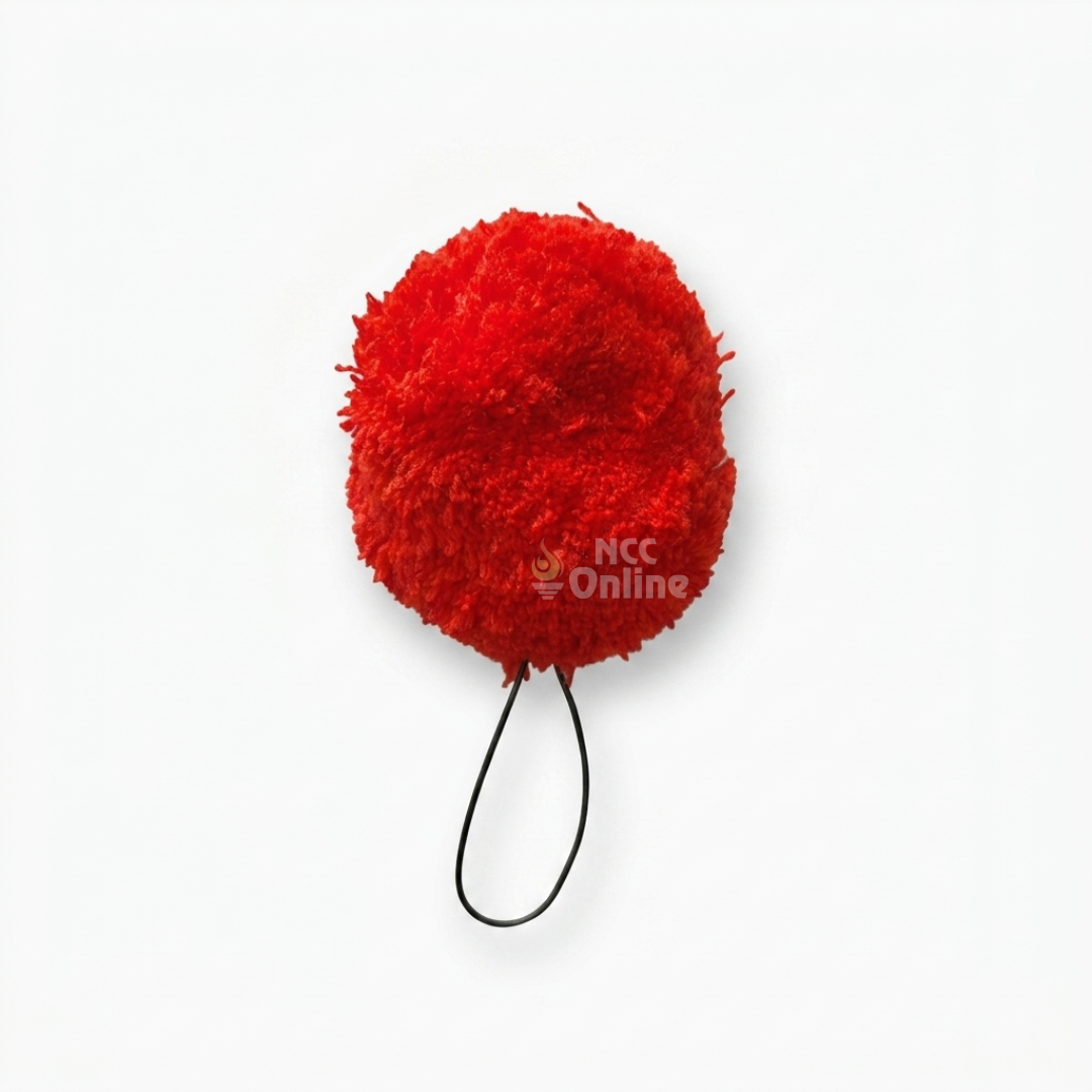 NCC red woolen pom pom for beret cap with metal attachment loop for cadet uniform store