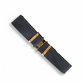 NCC cadet black web belt uniform belt with brass buckle, two brass runners, and belt loops, durable cotton-nylon fabric with metal buckle and adjuster clasp.